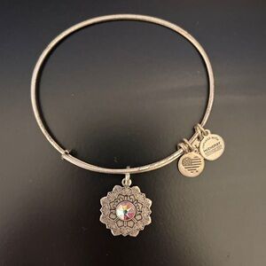 Alex and Ani Silver-Tone Floral Charm Bangle Bracelet “Mother of The Bride”